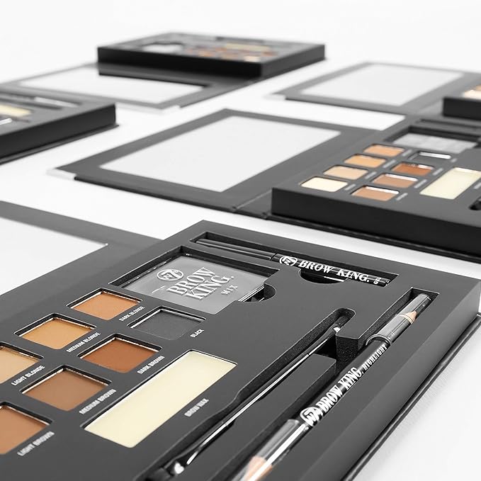 W7 Brow King Ultimate Eyebrow Kit - Shape, Define & Groom Palette - Professional Makeup Set