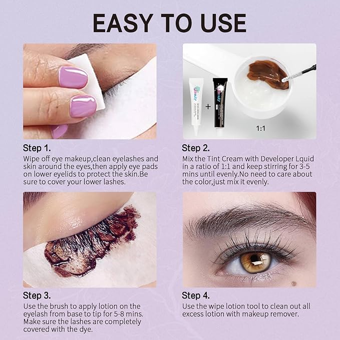 Libeauty Lash Black Color Kit Brow Kit Quick Voluminous Coloring with Complete Tools Eyelash Color Kit For Salon Or Home Hair colour Use