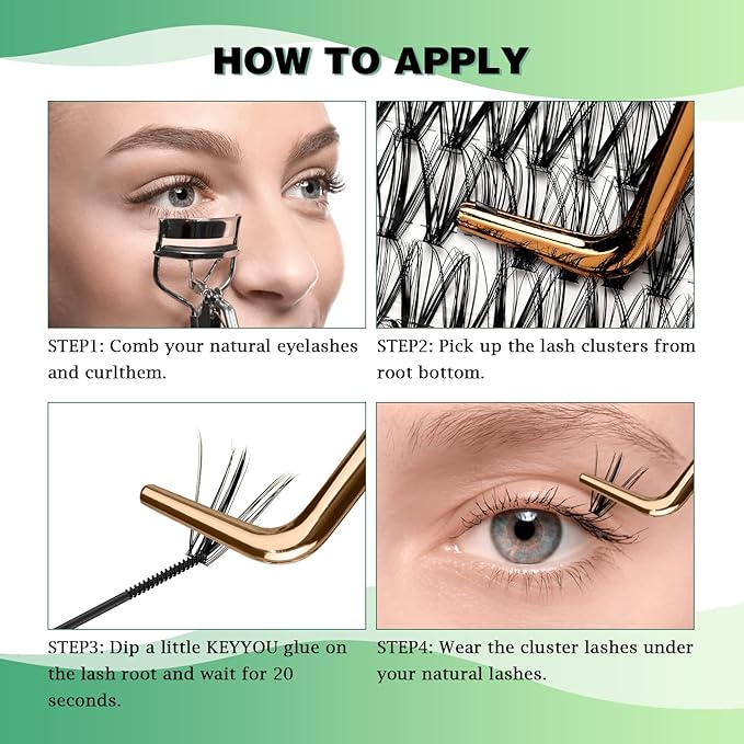 Lash Clusters 300pcs Individual Lashes 30D 0.07C Curl 9-18MIX DIY Eyelash Extension KEYYOU Large Tray Volume Soft&Natural Cluster Lashes(30D-0.07C,9-18MIX)