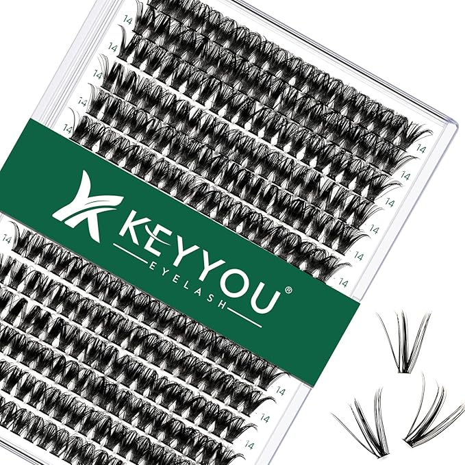 Lash Clusters 300pcs Individual Lashes 50D 0.07C Curl 13mm DIY Eyelash Extension KEYYOU Large Tray Volume Soft&Natural Cluster Lashes(50D-0.07C,13)