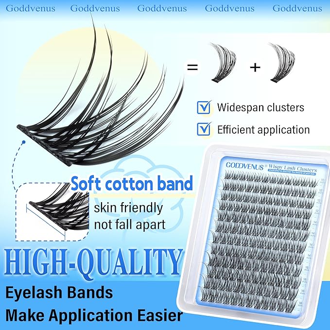 Wispy Lash Clusters Natural Lashes Clusters Wispy Eyelash Clusters CD Curl Cluster Eyelash Extensions DIY Individual Lashes Invisible Band Lash Extension Fluffy Eyelashes Clusters