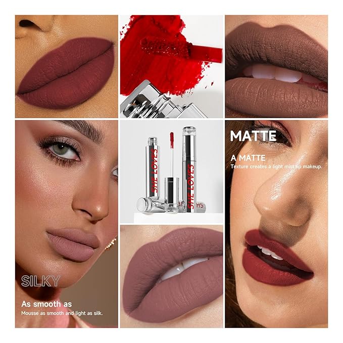 AKARY Matte Liquid Lipstick for Women Girls, Silk Finish Highly Pigmented Color Lip Gloss with Beeswax, Lightweight Hydrating Velvety Silky Smooth Lip Makeup, Non-Stick Cup Smudge-proof Lip Gloss-02
