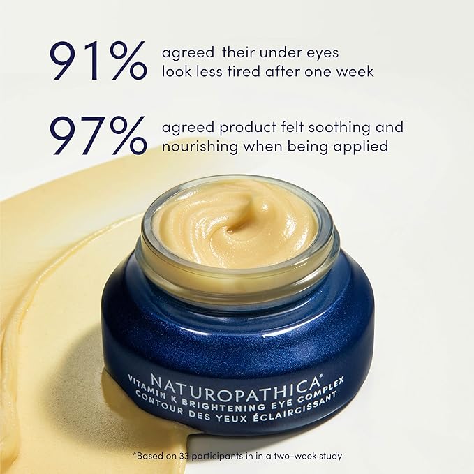 Naturopathica Vitamin K Brightening Eye Complex, Daily Eye Cream for Dark Circles and Puffy Eyes, Under Eye Cream to Help Firm and Revitalize Tired Eyes, 0.5 fl oz