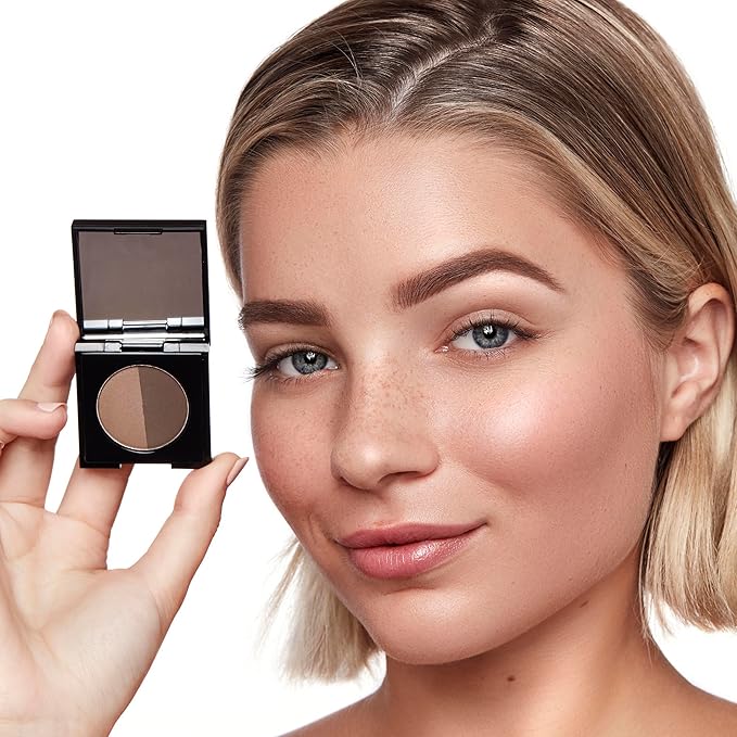Arches & Halos Duo Luxury Brow Powder - Two-for-One Versatile Compact Powder - Get Full, Defined Brows - Vegan and Cruelty Free Makeup - Neutral Brown - 0.88 oz
