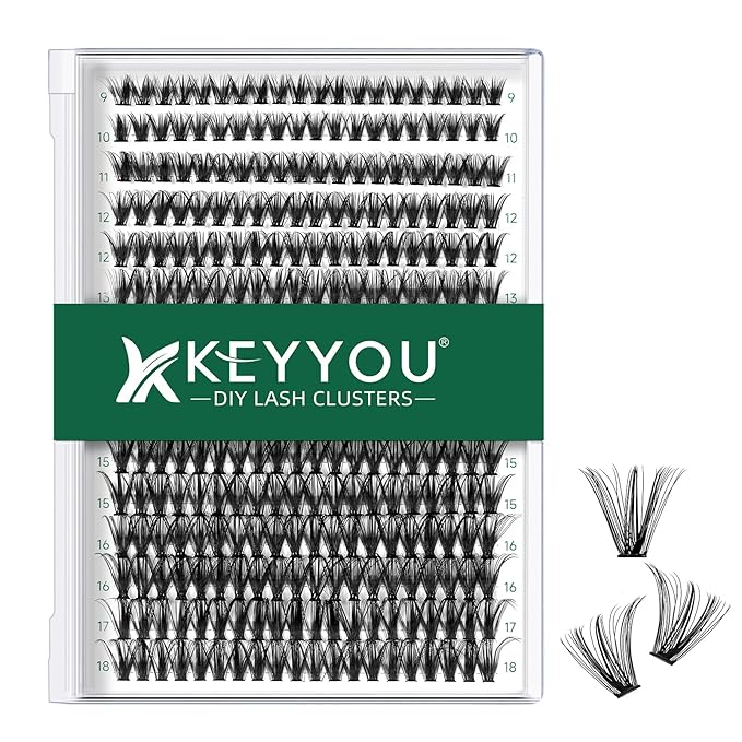 Lash Clusters 300pcs Individual Lashes 40D 0.07C Curl 9-18MIX DIY Eyelash Extension KEYYOU Large Tray Volume Soft&Natural Cluster Lashes(40D-0.07C,9-18MIX), 1.0 Count