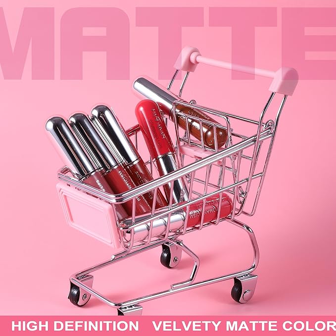 6Pcs Matte Liquid Waterproof Lipstick Set Long Lasting Lipstick For Up To 12HR Wear, Moisturizing Capsule Tube Shape Lip Gloss Red Smooth Lip Stick Christmas Gift Set for Women/Girls, Set B
