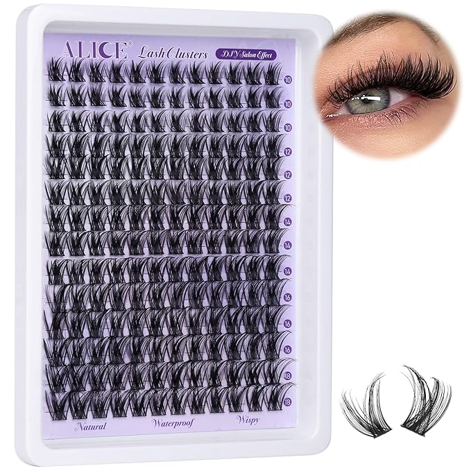 Lash Clusters Wispy Eyelash Extensions 168pcs Volume Individual Lashes 10-18mm Waterproof Natural DIY Lash Extensions Cluster Eyelash Extensions by ALICE