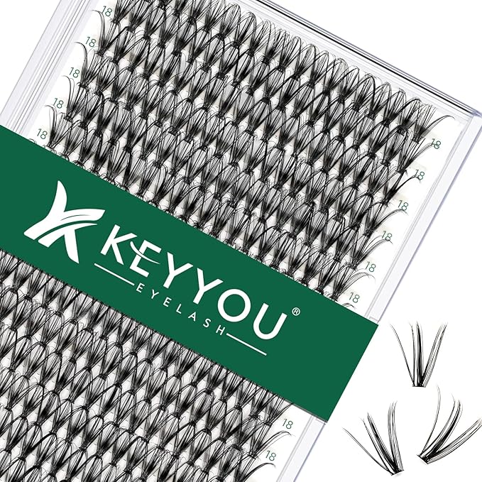 Lash Clusters 300pcs Individual Lashes 30D 0.07D Curl 18mm DIY Eyelash Extension KEYYOU Large Tray Volume Soft&Natural Cluster Lashes(30D-0.07D,18)
