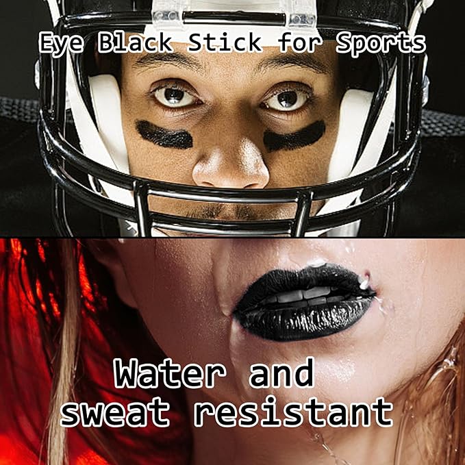 Matte Black Lipstick,Highly Pigmented Non-stick Cup Halloween Black Lip Gloss for Skull Cosplay Goth Skeleton Zombie Clown,Waterproof Long Lasting Eye Black Makeup Stick for Softball Baseball Sports