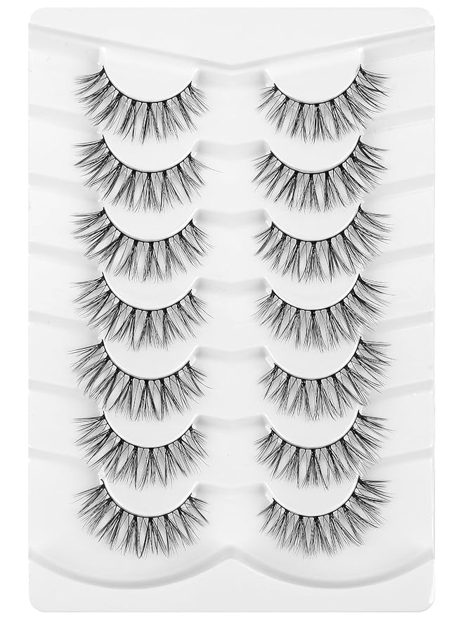 Strip Lashes Natural False Eyelashes Wispy Fake Eyelashes Soft False Lashes C Curl Natural Lash 13mm Siligli Eyelashes 7 Pair Eye Lashes Pack