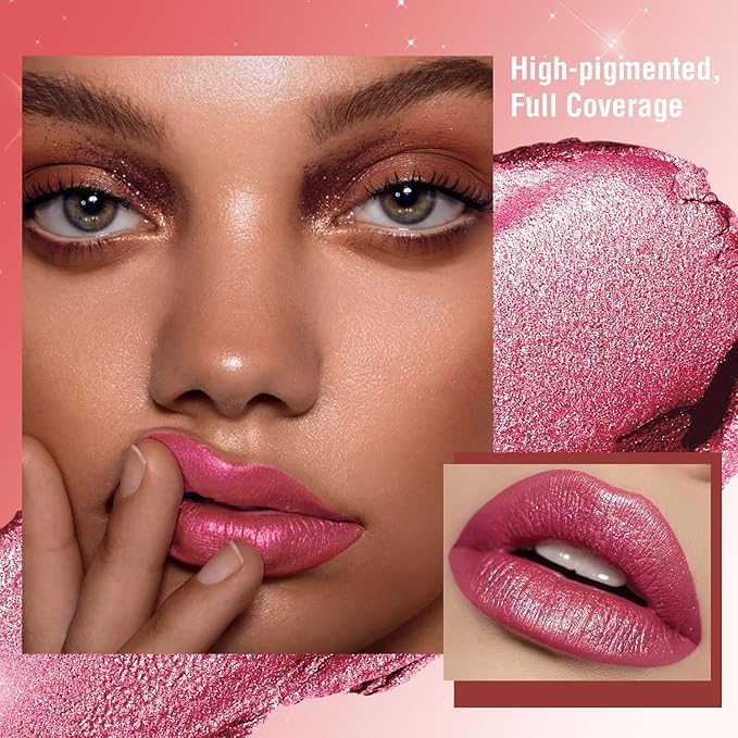 Starry Mermaid Lipstick, High Pigment, Silky Smooth, Nourishing Moisturizer, Long Lasting, Waterproof, Sparkling Lipstick (03#)