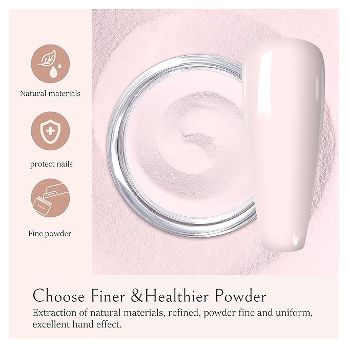 AILLSA Dip Powder Light Pink, Pink Dip Powder Nail 1 Oz, Nail Dipping Powder French Nail Art for Starter Manicure Salon DIY at Home, Dip Powder Colors Long Lasting, Odor-Free, Valentine's Day's Gift