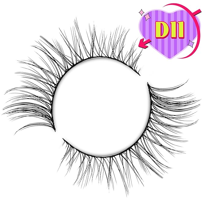 Onlyall Natural Lashes Wispy Lashes Natural Look False Eyelashes Natural Flared Eyelashes False Eye Lashes Soft Fluffy Lashes 7 Pairs D11 Gradual-10mm