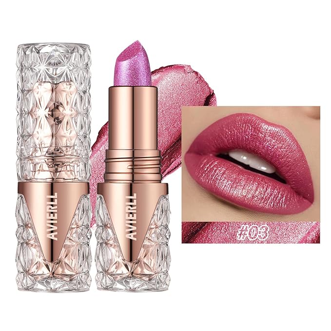 Starry Mermaid Lipstick, High Pigment, Silky Smooth, Nourishing Moisturizer, Long Lasting, Waterproof, Sparkling Lipstick (03#)