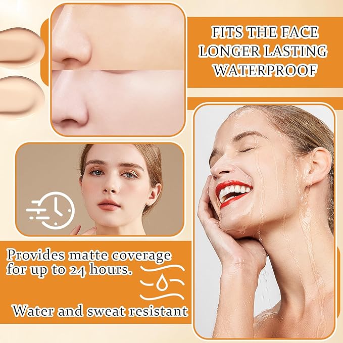Mushroom Head Air Cushion CC Cream Foundation Makeup,Moisturizing BB Cream Face Makeup Liquid Foundation,Long Lasting Full Coverage Concealer for All Skin Types(Ivory)