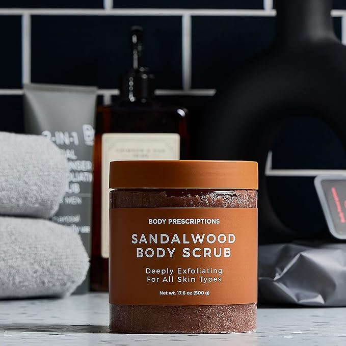 Body Prescription Deep Exfoliating Body Scrub - Cruelty-Free Formula for All Skin Types, 17.64 Ounce (Pack of 1), Sandalwood