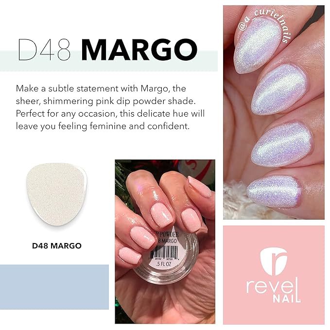 Revel Nail Dip Powder - Sheer Pink Powder Dip Nail Polish, Chip Resistant Dip Nail Powder with Vitamin E and Calcium, DIY Manicure