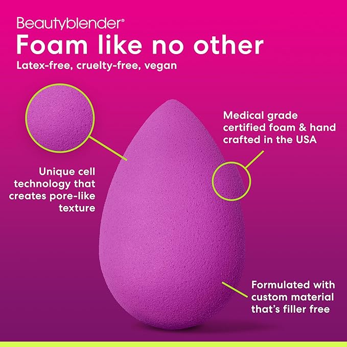 Beautyblender® | Amethyst Beauty Blender Makeup Sponge, Super-Soft Foam Easily Blends Foundations, Powders & Creams, Made in USA, Reusable, Washable, Streak Free Application, Vegan, Cruelty Free