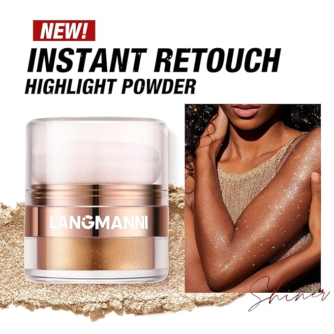 AKARY Shimmer Powder Highlighter, Silver Face Body Glow Pearl Illuminator, Intensely Pigmented for High Impact Dewy Finish (01#Silver)