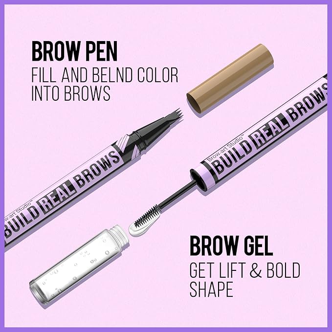iMethod Eyebrow Pen and Eyebrow Gel - Eyebrow Pencils for Women with 4-Fork-Tip & Brow Gel Clear, Magical 2-in-1 Dual-Ended Brow Pen for Fuller-Looking Defined Brows, Stay All Day, Light Brown