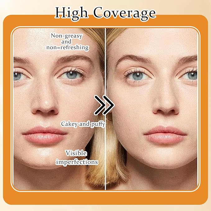 Mushroom Head Air Cushion CC Cream Foundation Makeup,Moisturizing BB Cream Face Makeup Liquid Foundation,Long Lasting Full Coverage Concealer for All Skin Types(Ivory)