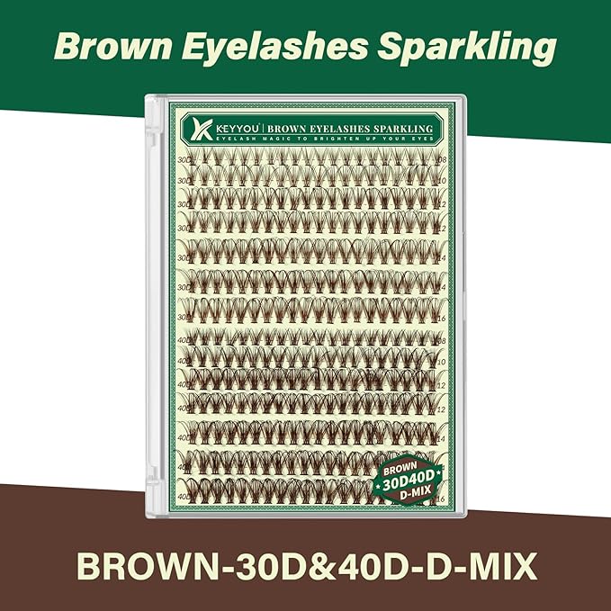 Natural Lash Extensions - Wispy Eyelash Clusters 280pcs D Curl, Beginner Friendly, Dark Brown