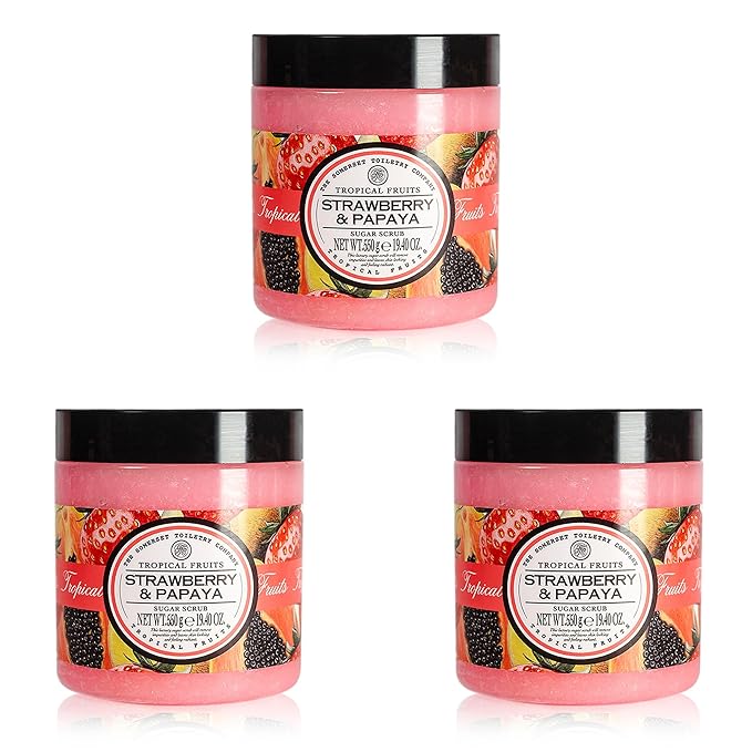 Tropical Fruits Gentle Exfoliating Strawberry & Papaya Sugar Scrub 3 x 550g
