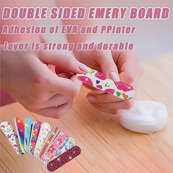 100-Pack 180 Grit Double Sided Disposable Nail Files & Emery Boards for Natural Nails - Bulk Mini/Small Grit Nail File Set for Home Salon, Manicure/Pedicure