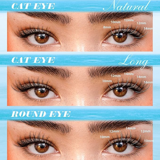 Pawotence Wispy Lash Clusters Natural Cluster Eyelash Extensions 154pcs Individual Lashes 8-16mm Cluster Lashes Extension DIY False Eyelashes Soft Comfortable Natural Eyelash Clusters with Thin Band
