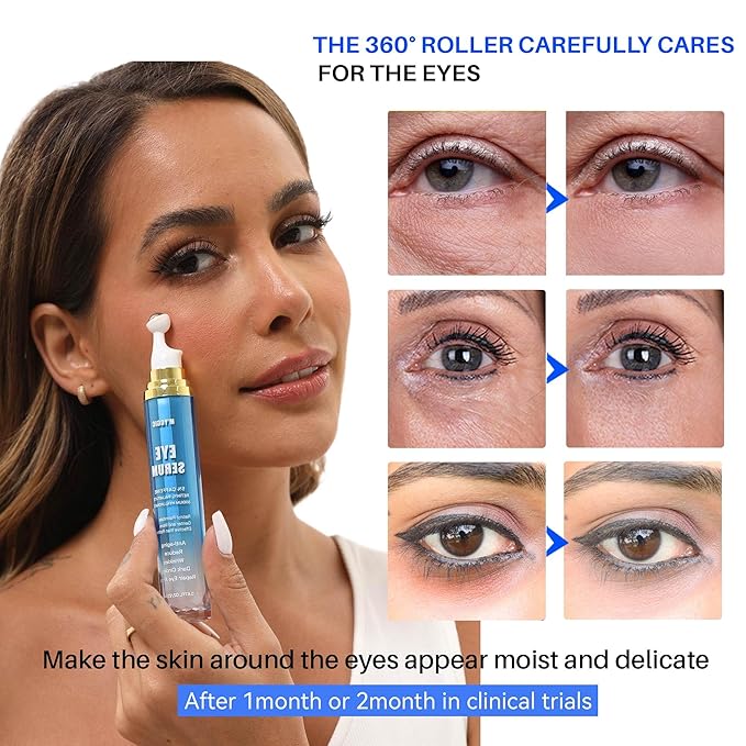 Caffeine Eye Cream for Dark Circles, Pro-Retinol Eye Serum Anti Aging to Reduce Wrinkles & Puffiness & Fine Lines, Under Eye Bags 360° Rolling Massage, 0.67 fl oz / 20 mL