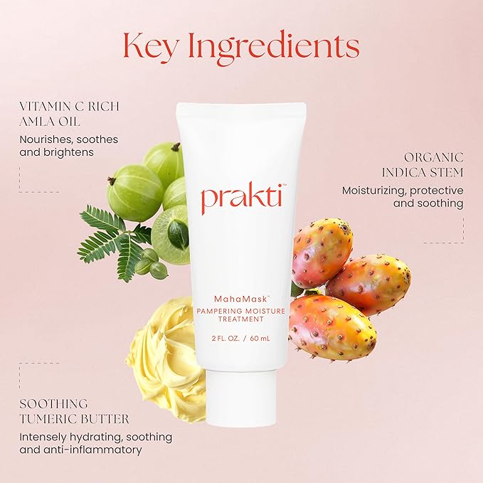 Prakti MahaMask Pampering Moisture Treatment, Deeply Hydrates, Firms, & Smooths Fine Lines with Antioxidants & Hyaluronic Acid, 2 fl.oz
