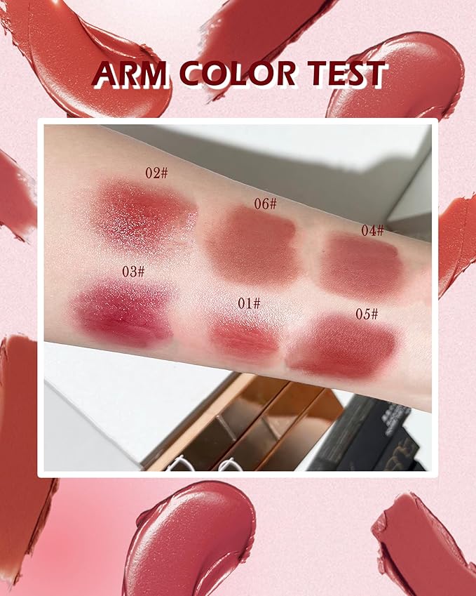Matte & Hydrating Lipstick Kit-2Pcs Nude Red Lipcolor Moisturizing Velvet Tinted Lip Balm Lip Tint Stain, Non-stick Cup Longlasting Waterproof Lip Gloss Lipgloss Lipstain,Makeup Gift for Women-03+06