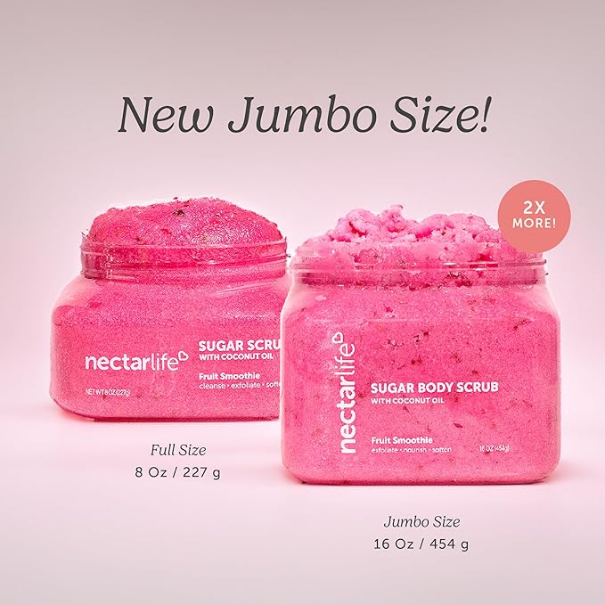 Nectar Life Exfoliating Sugar Scrub, Moisturizing Body Scrub with Coconut Oil & Shea Butter, Pre Shave Exfoliator (16 Ounce, Ocean Breeze)