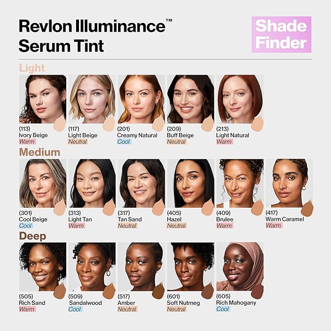 Revlon Illuminance Tinted Serum, Triple Hyaluronic Acid, Evens Out Skin Tone Over Time and Hydrates All Day, SPF 15, 405 Hazel, 0.94 fl oz.