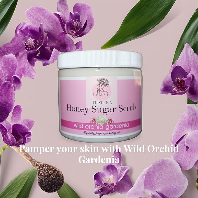 Honey Sugar Scrub, Wild Orchid Gardenia16 Fl Oz (Pack of 1)