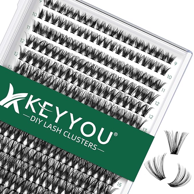 Lash Clusters 300pcs Individual Lashes 40D 0.07D Curl 9-18MIX DIY Eyelash Extension KEYYOU Large Tray Volume Soft&Natural Cluster Lashes(40D-0.07D,9-18MIX)