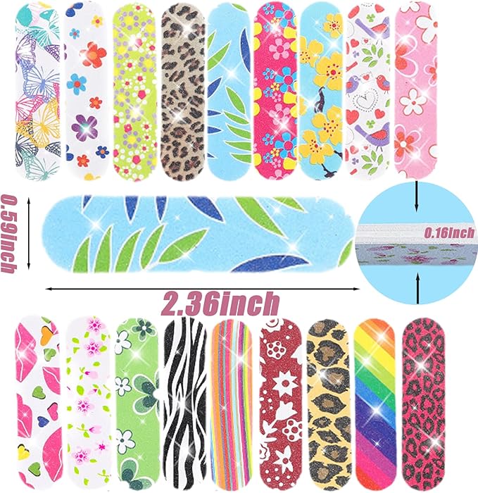 100-Pack 180 Grit Double Sided Disposable Nail Files & Emery Boards for Natural Nails - Bulk Mini/Small Grit Nail File Set for Home Salon, Manicure/Pedicure
