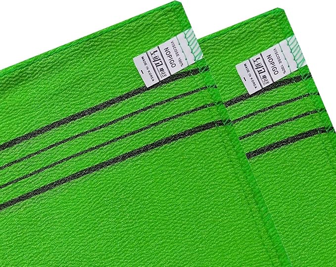 Korean Asian Exfoliating Bath Washcloth Mitt for Remove Dead Skin.Exfoliating Body Scrubber.Exfoliating Gloves for Body Scrub (Green4 Red4)