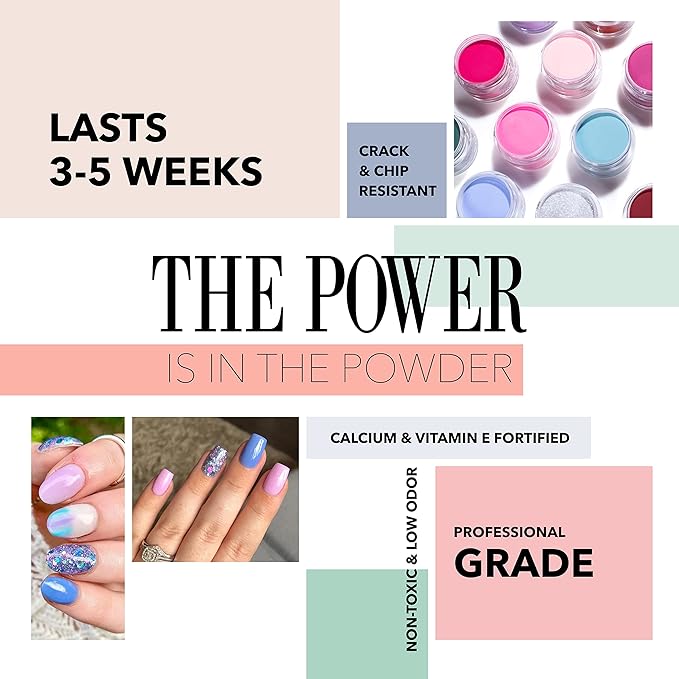 Revel Nail Dip Powder - Blue Powder Dip Nail Polish, Chip Resistant Dip Nail Powder with Vitamin E and Calcium, DIY Manicure, Agave