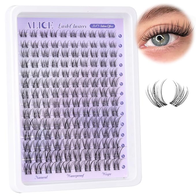 Lash Clusters Natural Lash Extensions Invisible Band Waterproof 8-16mm Cluster Eyelash Extensions Wispy Eyelash Clusters Individual Lashes Cluster Lashes by ALICE