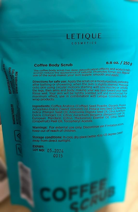 Body Scrub Coffee - Removing Dead Particles of the Epidermis and Stimulating Blood Circulation and Lymphatic Drainage, Makes Your Skin Supple, Smooth and Elastic - 8.8 fl. oz. / 250 g.