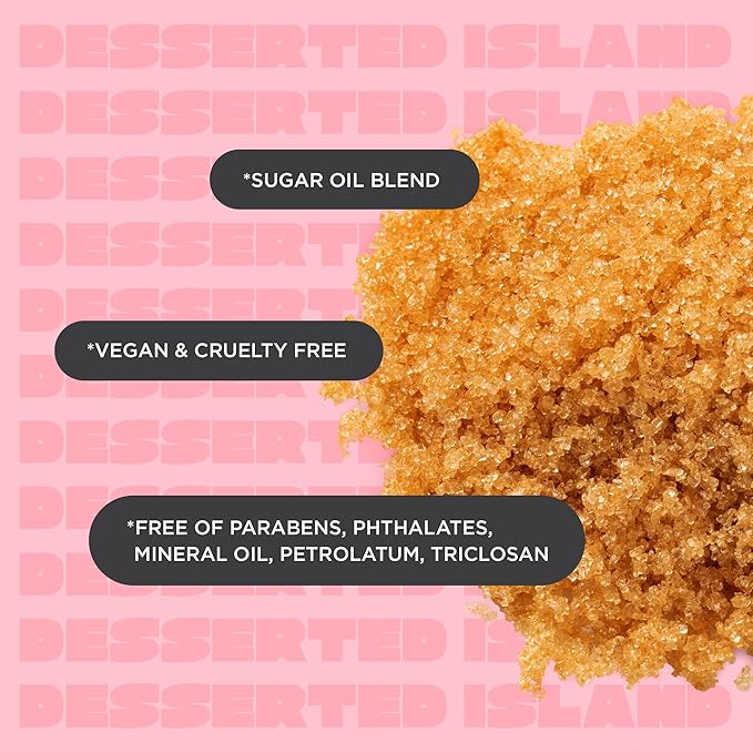 Cake Beauty Desserted Island Vegan Body Sugar Scrub - Shea Butter, Demerara Sugar & Coconut Oil - Gentle Exfoliating Hand, Leg, Foot & Body Sugar Soap Scrub & Moisturizing Shower Wash for Women