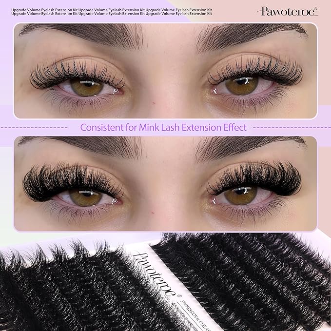 Lash Extension Kit DIY Full Thick Lash Clusters Eyelash Extension Kit 280pcs Individual Lashes Kit with Lash Bond and Seal, Lash Remover, Lash Tweezers for Self Use (Mink 60D&80D, 10-18mm, All Kit)