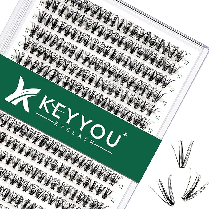 Lash Clusters 300pcs Eyelash Clusters 30D 0.07D Curl 12mm DIY Eyelash Extension KEYYOU Large Tray Volume Soft&Natural Individual Lashes(30D-0.07D,12)
