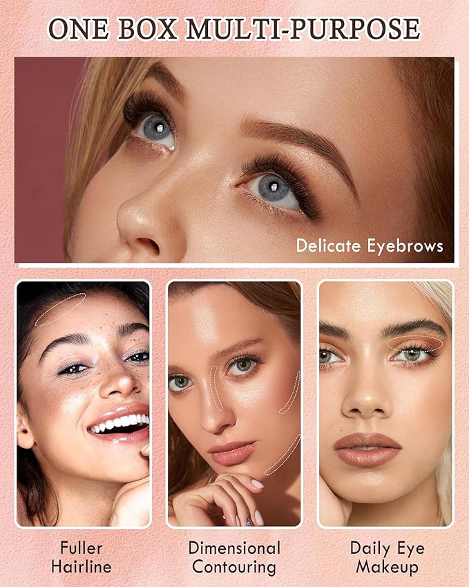 Eyebrow Powder Kit,Long Lasting Waterproof Reddish Dark Brown Duo Tint Eye Brow Filler,Enhance Define Brows,Eye Makeup Contour Powder Palette with Mirror Brow Tools,Mother's Day Gift for Women Girl-02