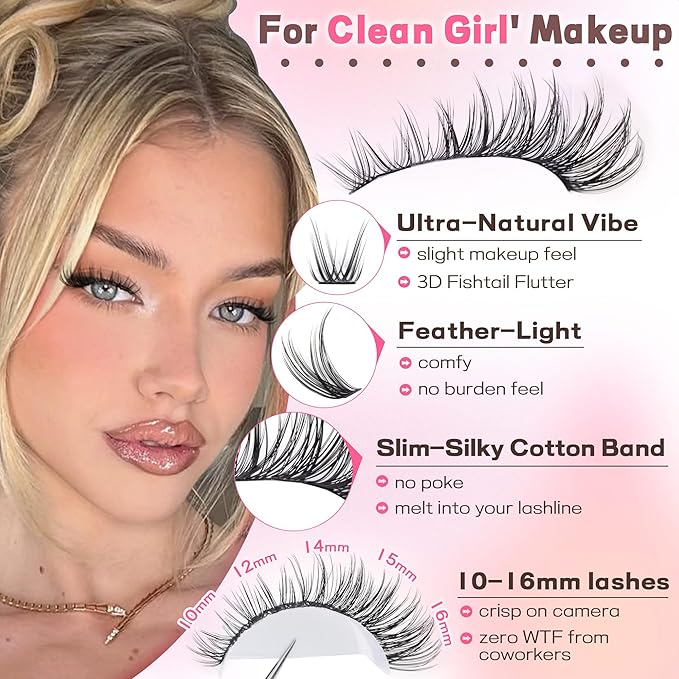 Eyelash Clusters Wispy Lash Clusters Natural 300pcs Lashes Clusters 10-16mm DIY Cluster Eyelash Extensions C Curl Individual Lashes Cluster Eyelashes Clusters for DIY Lash Extension