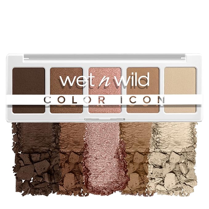 wet n wild Color Icon 5-Pan Palette Brown Walking On Eggshells & Mega Last High-Shine Lipstick Pinky Ring Bundle