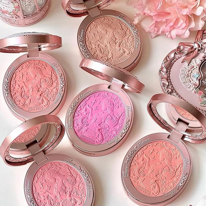 Flower Knows Swan Ballet Embossed Blush,Tangerine Matte Finish,Buildable & Blendable Powder Blush for cheeks,Natural Flush for All Skin Tones(04 Summer Blossom,5g)