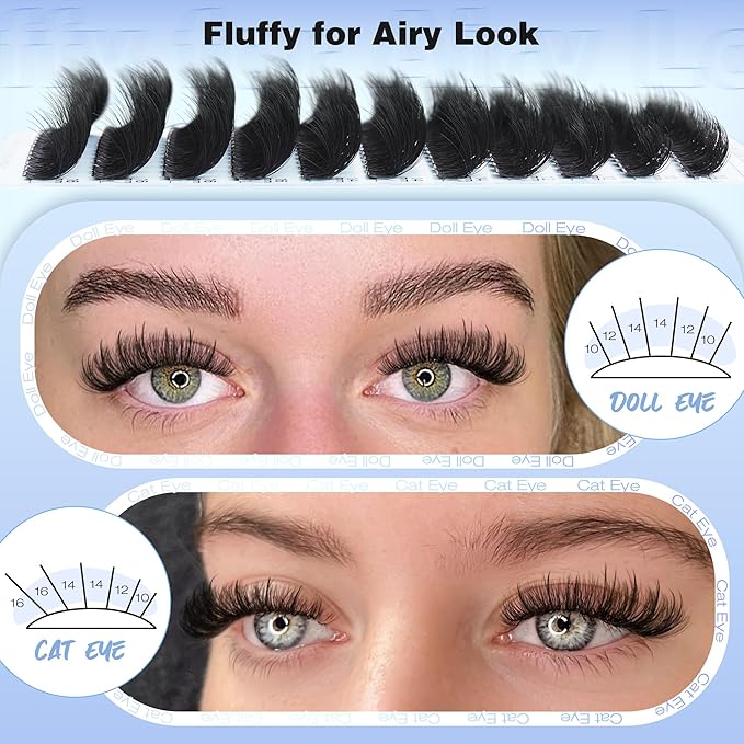 Lash Clusters Kit Wispy Eyelashes Clusters Kit Fluffy Choppy Lash Extension Kit1 12mm -16mm Mixed Lashes Clusters Volume Cluster Eyelash Extensions Kit D Curl DIY Individual Lashes 220Pcs
