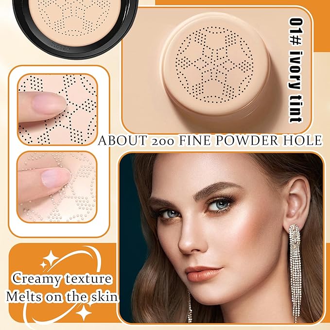 Mushroom Head Air Cushion CC Cream Foundation Makeup,Moisturizing BB Cream Face Makeup Liquid Foundation,Long Lasting Full Coverage Concealer for All Skin Types(Ivory)